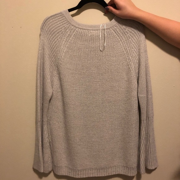 beige knit open tie front long sleeve - Picture 2 of 2